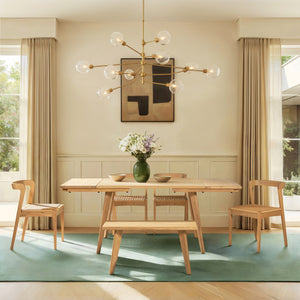 English Elm Jennifer Taylor Home - Capri Solid Red Oak Wood Bench 35.5" — Handcrafted Natural Brown Oak, Mid-Century Tapered Legs, Slim Profile Seating B2719P395571