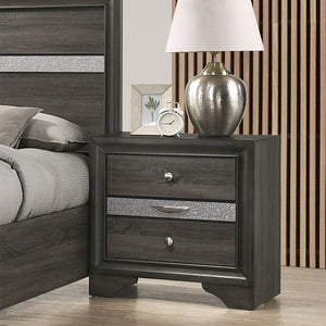 English Elm 2 Drawers With Jewelry Compartment Nightstand - Stylish Gray Storage Solution For Modern Bedrooms B016P253358