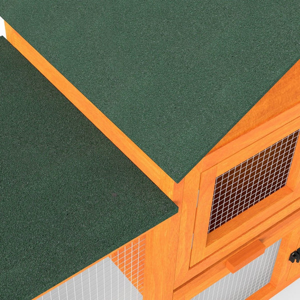 English Elm Large Spruce Wood Rabbit Hutch with Waterproof Roof Ramps and Removable Tray W2181P362971