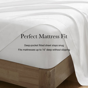 JLA Home Harbor House - Sateen Egyptian Cotton Sheet Set 400TC | OEKO‑TEX Luxury Sateen, Deep Pocket 16" Fit, Silky Cool Finish HHD20-1958