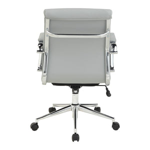 OSP Home Furnishings Mid Back Ergonomic Office Chair with Antimicrobial Fabric Chrome Arms and Lumbar Support Steel 920351C-R112