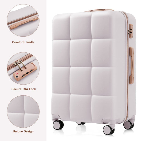 English Elm Luggage Set of 3 Abs Hard Shell Suitcases with Spinner Wheels and Built in Cup Holder Light Grey N726P296016D