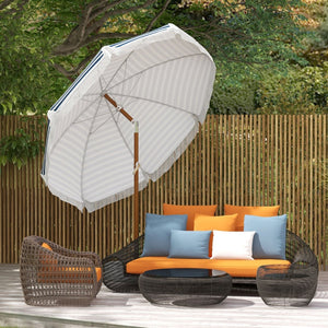 English Elm Outsunny 7 Ft Outdoor Patio Umbrella With Tilt & Vent, Stylish Blue Stripe Market Parasol For Shade W2225P200376-GIGA
