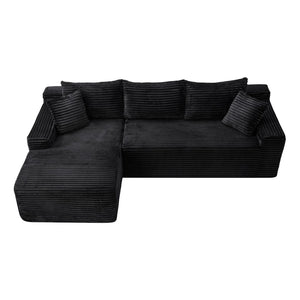 English Elm 94.5" Jumbo Corduroy Cloud Sectional Deep Seat L-shape Couch for Living Rooms W5515P479893