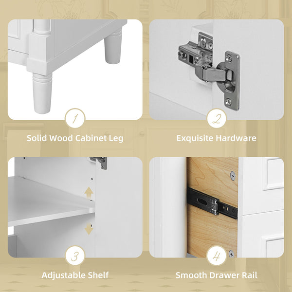 English Elm 30" Bathroom Vanity with Sink — Freestanding Modern Cabinet with Soft-Close Door, 2 Deep Drawers, Durable Basin White N710P288938K