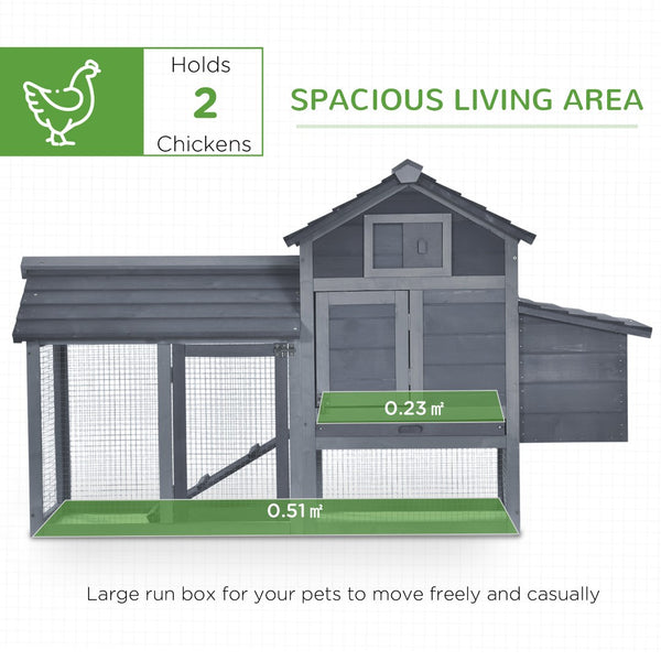 English Elm Pawhut Solid Fir Elevated Chicken Coop with Nesting Box and Run for Backyard Flocks W2225P217060