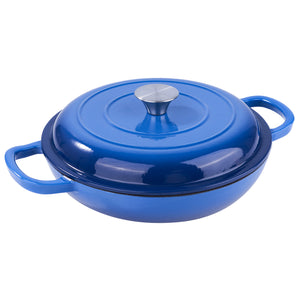 English Elm enamel Cast Iron Dutch Oven 10.6in - Durable Enamel Coating, Even Heat Distribution, Easy Cleanery Blue T3950P391615