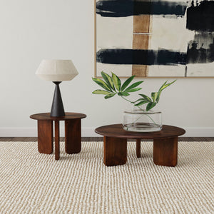 English Elm Columbo Brown Round End Table - Rustic Charm Meets Modern Design For Versatile Living Room Decor B062P375425