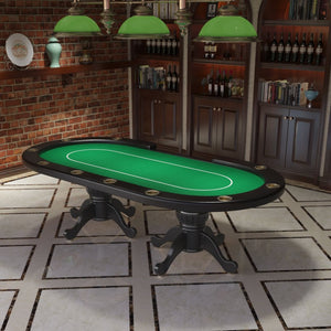 English Elm 96" Oval Casino Poker Table Seats 10 with Speed Cloth Felt Vinyl Armrest Cup Holders Green W2748S00025