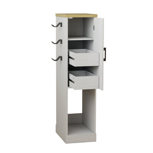 English Elm 44.49" Slim Gaming Console Storage Cabinet with Drawers and Hooks Antique White W1120P330147
