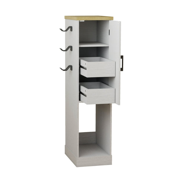 English Elm 44.49" Slim Gaming Console Storage Cabinet with Drawers and Hooks Antique White W1120P330147