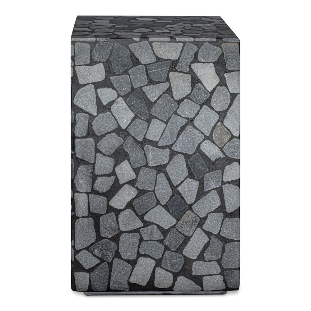 English Elm Kiri Outdoor Accent Table Handcrafted Concrete Marble Plinth for Patio or Terrace B2769P498426