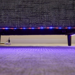 English Elm Modern chenille 2-seater sofa with LED lighting, USB charging, storage pocket, sturdy wood legs Gray W395P318544