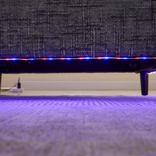 English Elm Modern chenille 2-seater sofa with LED lighting, USB charging, storage pocket, sturdy wood legs Gray W395P318544