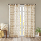 Madison Park Saratoga Modern/Contemporary Fretwork Print Grommet Top Window Curtain Panel MP40-3599 Beige/Gold