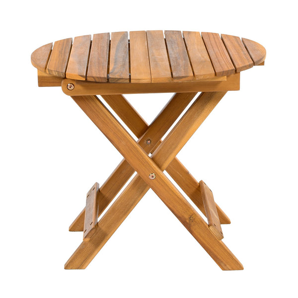 English Elm Christopher Knight Home® - OUTDOOR Rustic Acacia Chaise Lounge Set with 2" Cream Cushion, 4-Position Recline, Wheels & Foldable Side Table N770P261514T_N770P261552T