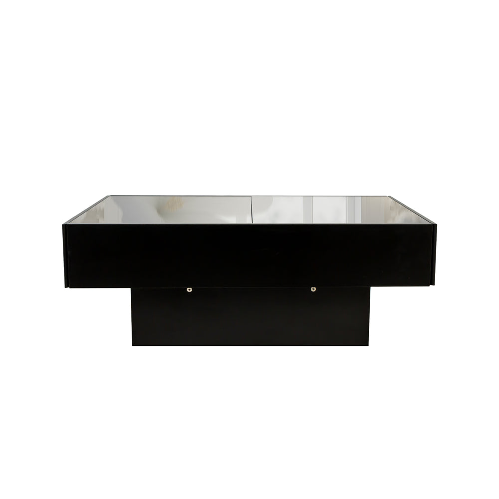 English Elm Coffee Table with Sliding Top and Hidden Storage, Extendable 57" Surface for Living Room Hosting Black W331P270515