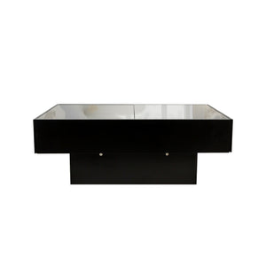 English Elm Coffee Table with Sliding Top and Hidden Storage, Extendable 57" Surface for Living Room Hosting Black W331P270515