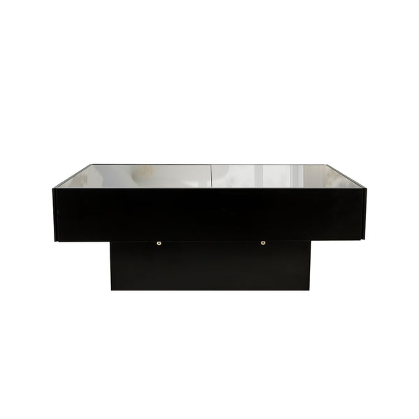 English Elm Coffee Table with Sliding Top and Hidden Storage, Extendable 57" Surface for Living Room Hosting Black W331P270515
