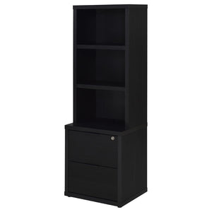English Elm Geary Twin Bookcase Headboard Set with Nightstands Usb Charging Matte Finish Black B062S01695