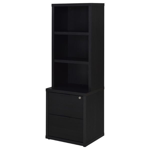 English Elm Geary Twin Bookcase Headboard Set with Nightstands Usb Charging Matte Finish Black B062S01695