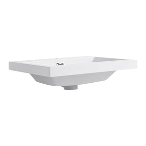 English Elm 24" Gloss White Resin Sink – Durable 24" Bathroom Top-Mount Vanity Basin, Modern Sleek Design W999P225393