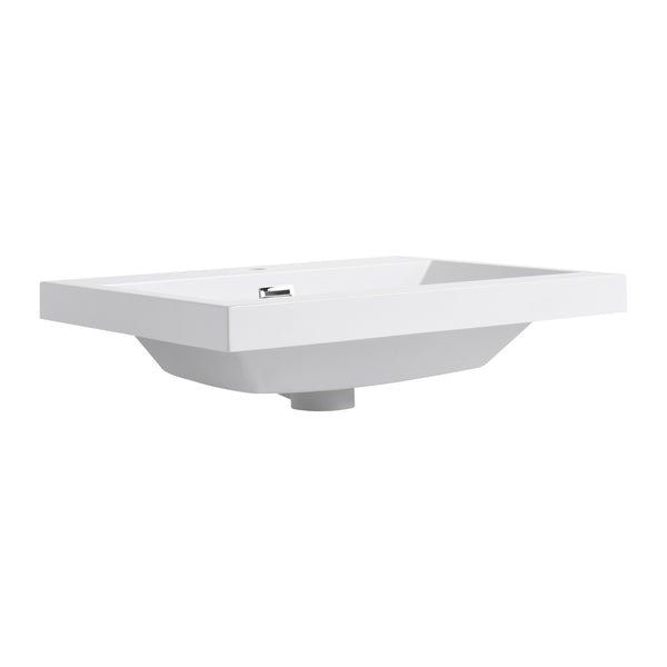 English Elm 24" Gloss White Resin Sink – Durable 24" Bathroom Top-Mount Vanity Basin, Modern Sleek Design W999P225393