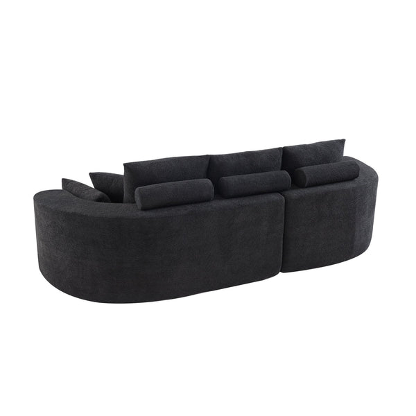English Elm Christopher Knight Home® - 106 Cloud Curved Sectional Sofa with Chaise — Plush Chenille, High-Elastic Foam, No Assembly Required Black N773IS00013B