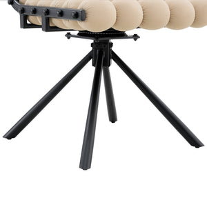 English Elm Set of 2 Dutch Velvet Bubble Backrest Dining Chairs with Sculptural Tufted Design Beige,Black W3875P370840