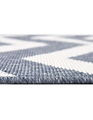 Unique Loom Outdoor Coastal Dalgalar Machine Made Chevron Rug Navy Blue, Ivory 7' 10" x 10' 0"