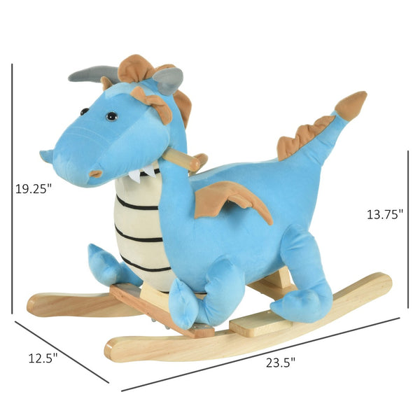 English Elm Dinosaur Plush Rocking Toy for Toddlers with Sound Effects and Wooden Base T3971P442691