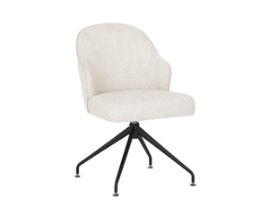 Sunpan Bretta Swivel Dining Chair - Stylish Performance Fabric with Durable Black Iron Base for Modern Spaces Moto Stucco