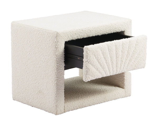 Zuo Modern Baris Nightstand Ivory - Modern Elegance With Textured Fabric, Perfect For Hospitality & Home Use White 100% Polyester,Mdf,100% Polypropylene 110652-zuo-modern