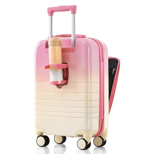 English Elm Luggage Hard Shell 3 Piece Set with Usb Port Spinner Wheels and Front Access Panel Pink N726P197969P