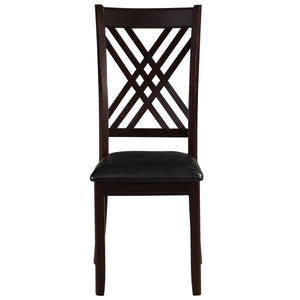 English Elm Black Ladder Back Side Chairs Set of 2 with Cherry Finish, Faux Leather Upholstery, Sturdy Rubberwood Design Espresso B062P186534