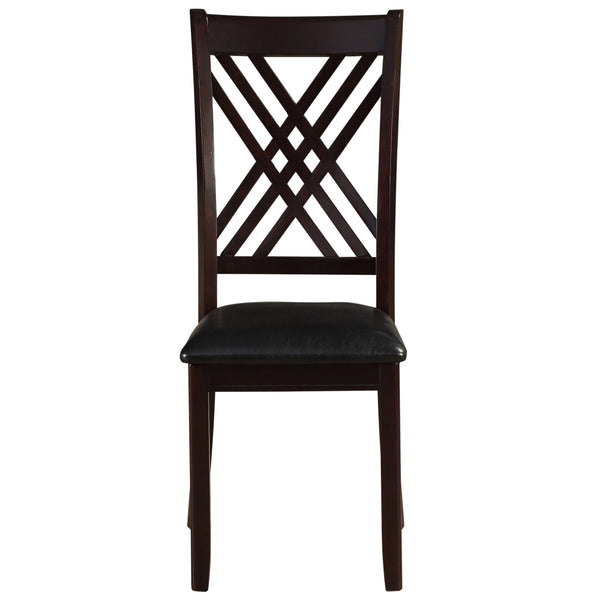 English Elm Black Ladder Back Side Chairs Set of 2 with Cherry Finish, Faux Leather Upholstery, Sturdy Rubberwood Design Espresso B062P186534