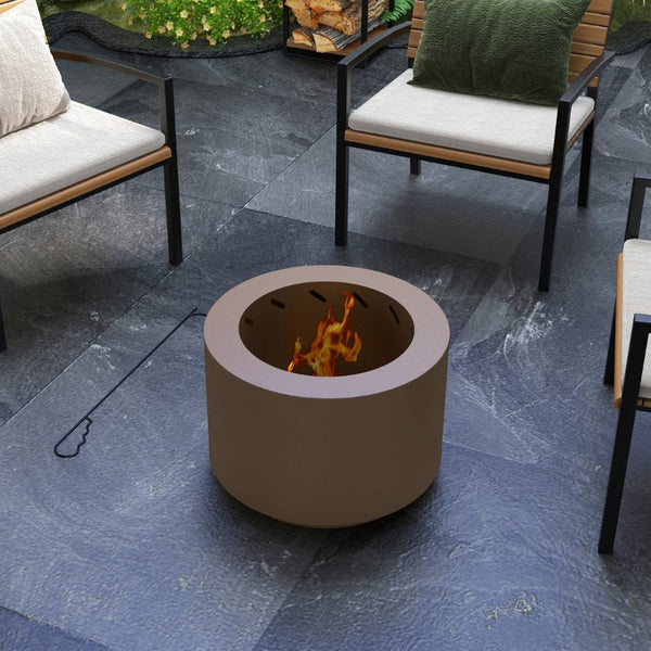 English Elm Outsunny 19 Inch Stainless Steel Wood Burning Fire Pit with Secondary Combustion Design W2225P174294
