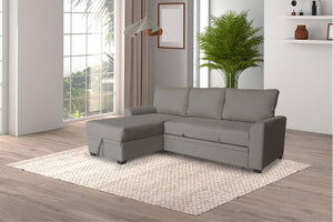 English Elm Nicolo Flannel Upholstered Sleeper Sectional with Storage Chaise for Living Rooms Brown B2749S00238