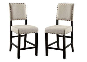 English Elm Antique Black Wood 5 Piece Counter Height Dining Set with Nailhead Farmhouse Chairs B011S00937