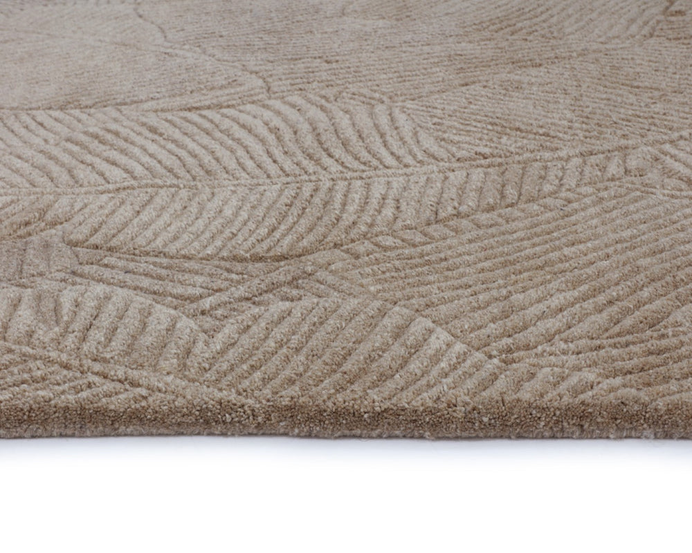 Sunpan CALATHEA Hand-Tufted Wool Rug in Soft Sand - 9' x 12', Unique Palm-Leaf Design for Coastal Homes 109367