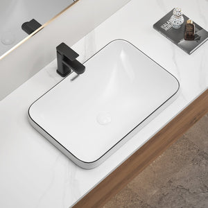 English Elm Ceramic Undermount Porcelain Basin Glazed Rectangular Sink for Modern Bathroom Vanity W3402P406916