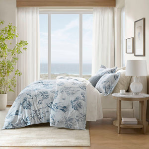 English Elm 3-piece King Cotton Sateen Duvet Set Botanical Print 300 Thread Breathable Bedding B035P408294