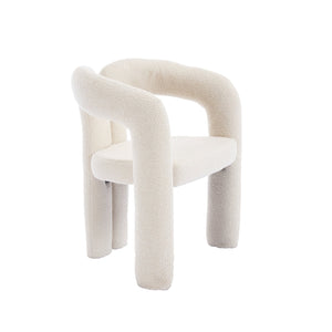 English Elm Contemporary Velvet Upholstered Barrel Accent Chair with Curved Support, Foam Seat, Steel Frame Finish Beige W395P224764