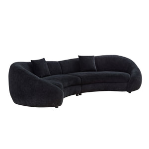 English Elm 125.98" Modern Curved Sofa with Oversized Love Heart Back, Plush Deep Seats for Cozy Entertaining Black W876S00304