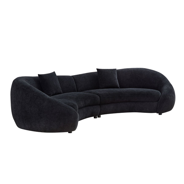 English Elm 125.98" Modern Curved Sofa with Oversized Love Heart Back, Plush Deep Seats for Cozy Entertaining Black W876S00304