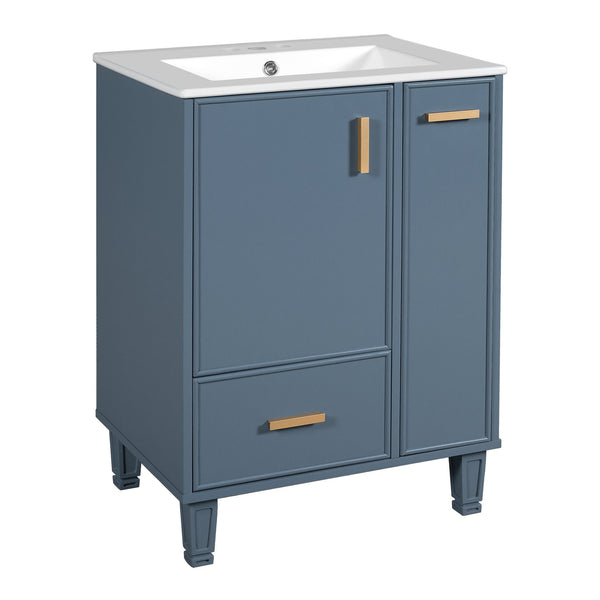 English Elm Christopher Knight Home® - 24" Bathroom Vanity with Ceramic Sink, Solid Wood Frame, Soft-Close Drawers & Ample Storage Appeal Grey N759P269734E