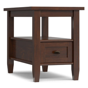 English Elm Warm Shaker Solid Wood Narrow End Table with Drawer and Open Shelf for Small Spaces B136P481648