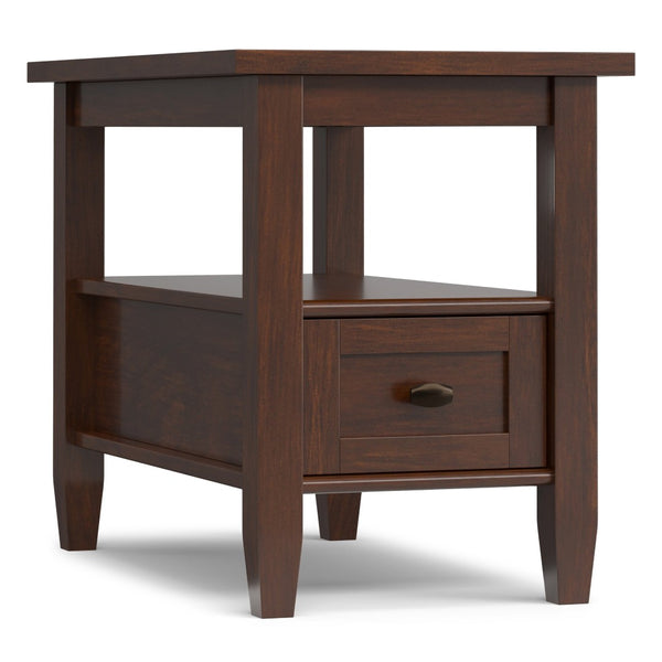English Elm Warm Shaker Solid Wood Narrow End Table with Drawer and Open Shelf for Small Spaces B136P481648