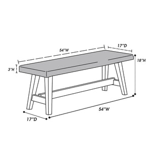 English Elm Contemporary Grey Birch Veneer Dining Bench with Rubberwood Legs for Modern Interiors B011P473687