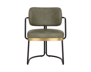 Sunpan JALEN Dining Armchair - Modern Elegance with Gold Accents, Comfortable Faux Leather & Durable Design 112393